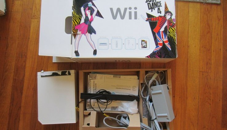 Nintendo Wii Console Bundle – examined, includes console, cables, Right Dance 4 box