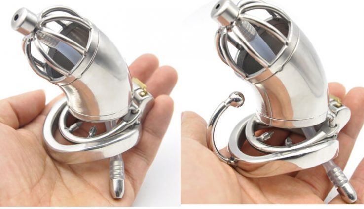 304 stainless steel Male Chastity Instrument Lengthy Cage with Arc ring A278