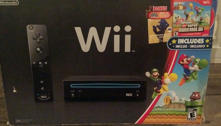 NINTENDO WII Mountainous Mario Bros HOLIDAY BUNDLE Dusky Console COMPLETE In Field