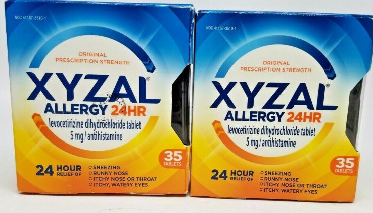 (PACK OF 2) Xyzal Allergy 24 Hour Reduction Pills (35 ct, 5 mg, Ea) Exp. 05/2020+