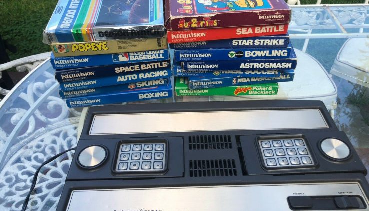 Intellivision Console & 15 Boxed Game Lot Works! Popeye BurgerTime