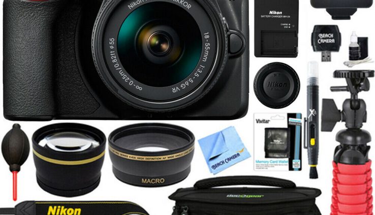 Nikon D3500 24.2MP DSLR Camera + 18-55mm f/3.5-5.6G VR Lens + 16GB Reminiscence Bundle