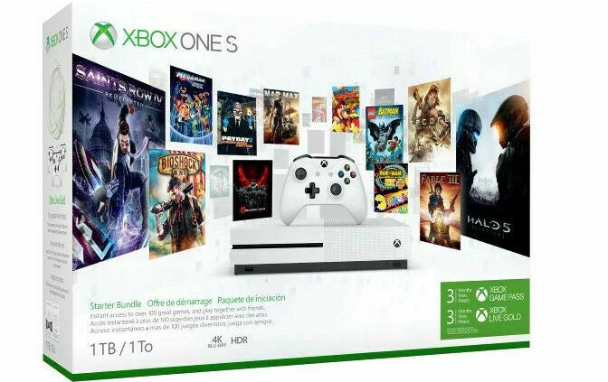 Microsoft Xbox One S 1TB Starter Bundle with 4K Ultra HD Blu-ray White Console