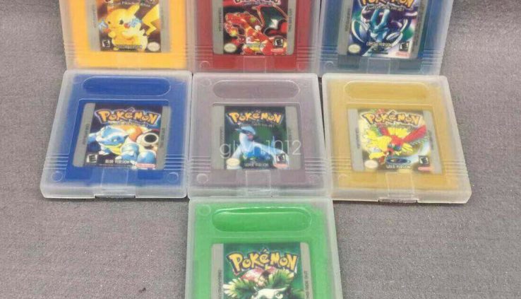 Pokemon Crystal Gold Silver Yellow Red Blue Inexperienced Gameboy Coloration GBC/GBA/SP