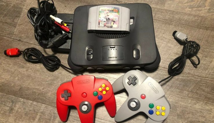 Nintendo 64, N64 System / Console Bundle + Cables + 2 Controllers +Mario Kart 64