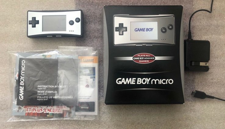 Dim/Silver Nintendo Sport Boy Micro Console in Field Total Very Clean