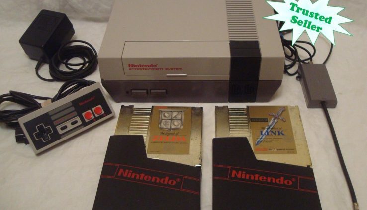 Nintendo NES ORIGINAL Console Bundle NEW PINS 2 Classic Video games ZELDA and LINK