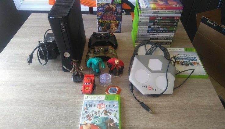 Xbox 360  250 gb console bundle w/19 games and tools