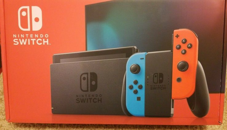 Nintendo Switch with Neon Blue and Neon Crimson Joy-Con 