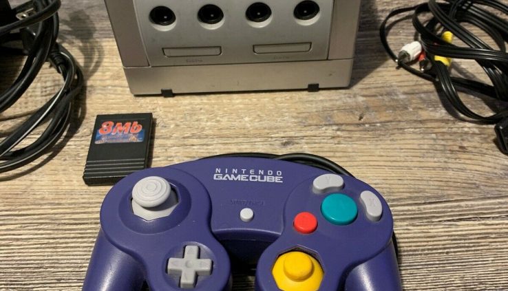 Nintendo Silver GameCube Console Machine Complete W/ Controller Cords Memory Card