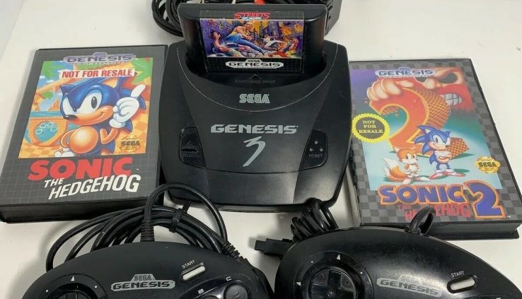 Sega Genesis Mannequin 3 Console Bundle Lot + Sonic 1 & 2 Streets of Rage