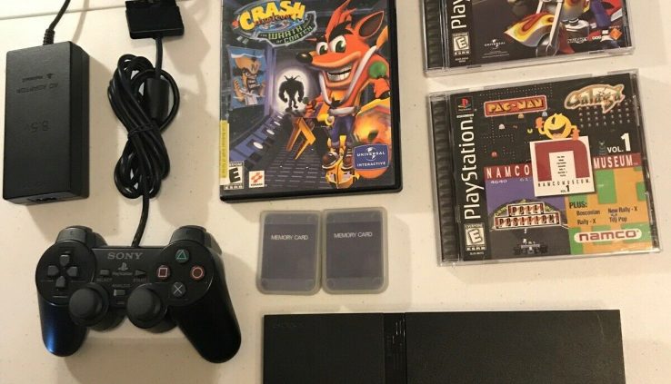 SONY PlayStation2 Slim SCPH-70001 CRASH BANDICOOT 5 GAMES 2 memory playing cards