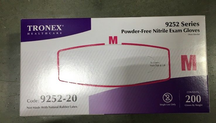 Tronex Gloves Powder-Free Nitrile Exam Gloves, Dimension Medium, 9252-20, 200ct *NEW*