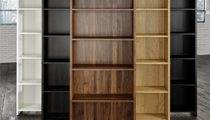 71 Extensive Wood 5 Shelf Bookcase Closed Back Storage Cabinets Bookshelf E book Case