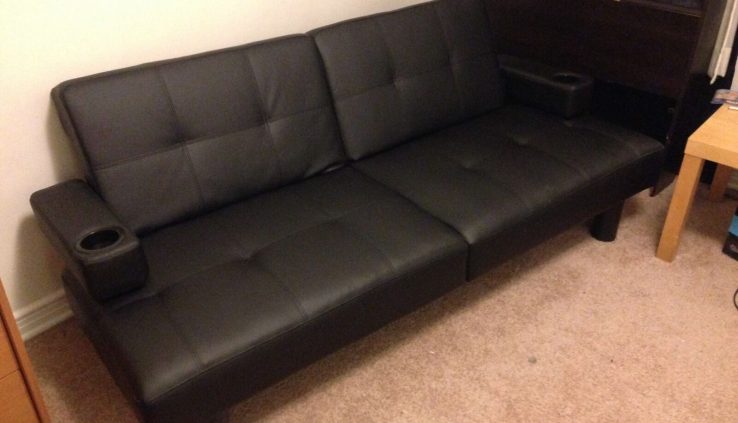 Unlit Leather-basically based Collapsible Futon (Never Aged)