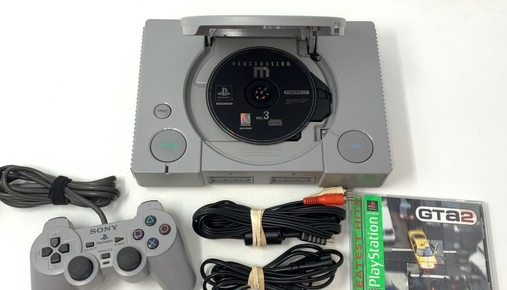 Sony PS1 Ps1 SCPH-9001 w/Controller, Wires & 2 Game Bundle GTA2