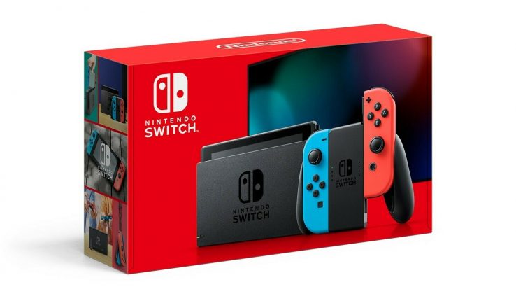 Nintendo Switch Gray Console Machine with Neon Red + Blue Joy Con 32GB, NEW