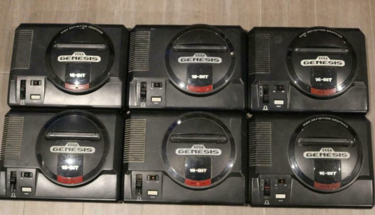 LOT 6 VINTAGE 80s SEGA GENESIS 16-BIT SYSTEMS CONSOLES ONLY MODEL 1601 TESTED