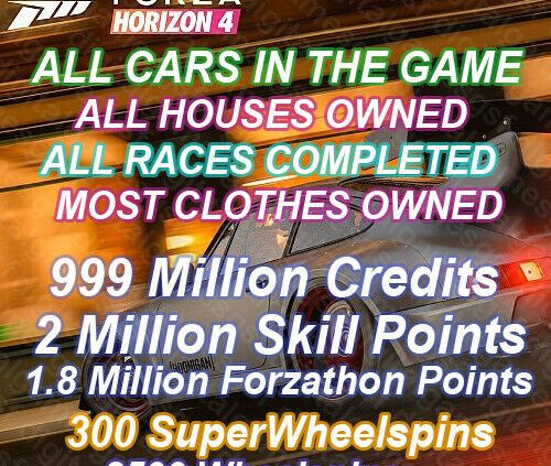 Forza Horizon 4 ALL CARS, 1.8M Forzathon Functions, 999M Credits,(learn Desc!)XboxPC