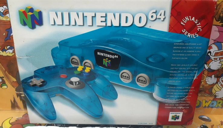 Nintendo N64 Funtastic Ice Blue Video Sport Console Clear Atomic Field