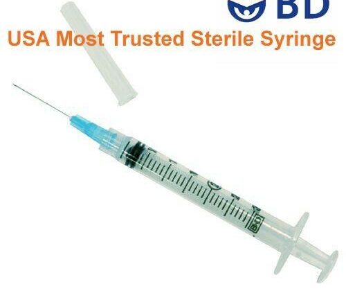 (50pk)BD Syringe And Hypodermic Needle 3mL x 25g x 5/8 trip FREE SHIPPING USPS