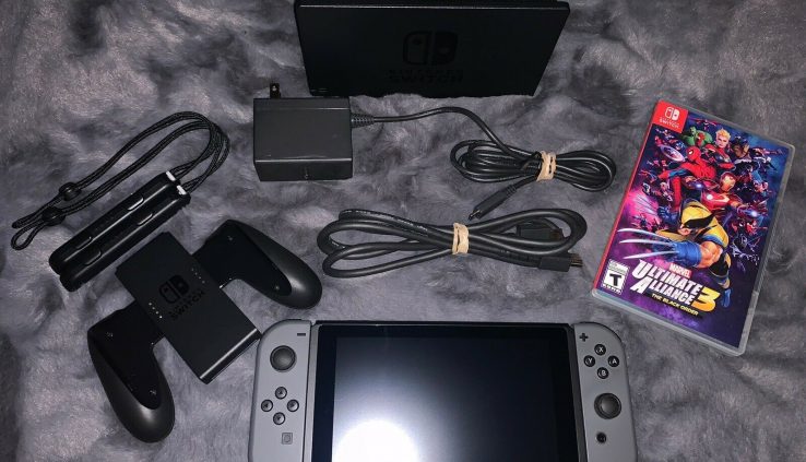 Nintendo Switch Console W/ Gray Joycons + Fashioned Accessories & Game Bundle