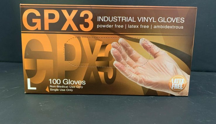 Vinyl Gloves, GPX3 industrial vinyl gloves.  100 count.  1 box.