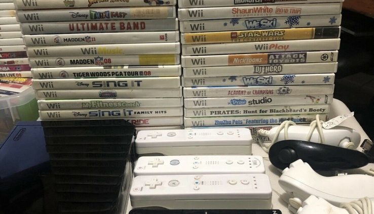 Shaded Nintendo Wii With 40 Games 4 Remotes 4 Nunchucks And All Cables