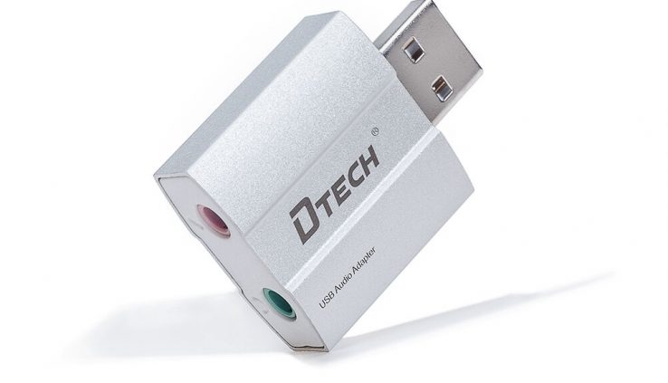 DTECH USB Exterior Sound Card Audio Adapter 3.5mm Headphone Mic Jack Converter
