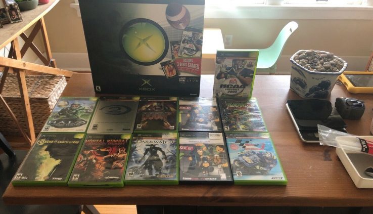 Microsoft Xbox with 3 Controllers and 11 Games
