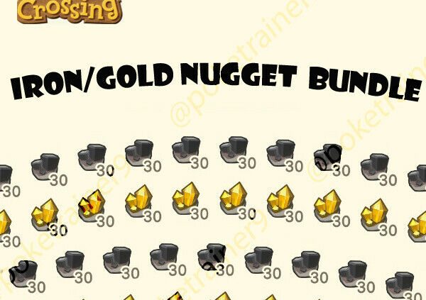 Animal Crossing New Horizons 🚀Iron Gold Nugget Bundle – Materials Bells Items🔥
