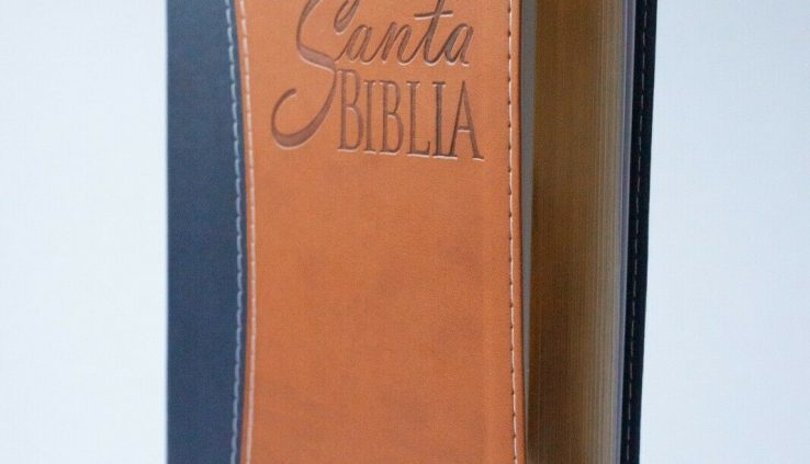 Biblia Reina Valera 1960 Azul/Café Imitación Piel Letra Grande, Letras Rojas #Forty five