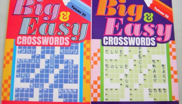 (2) Kappa Enormous Print Staunch & Easy Crossword Puzzle Books ~ Vols 25 & 26 ~ Fresh ~7a