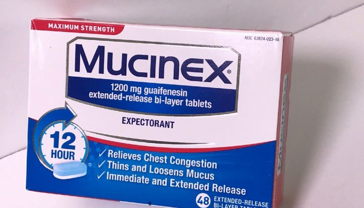 Mucinex 12 Hour 1200mg Guaifenesin Congestion Forty eight Pills Exp.09/2021  #M632