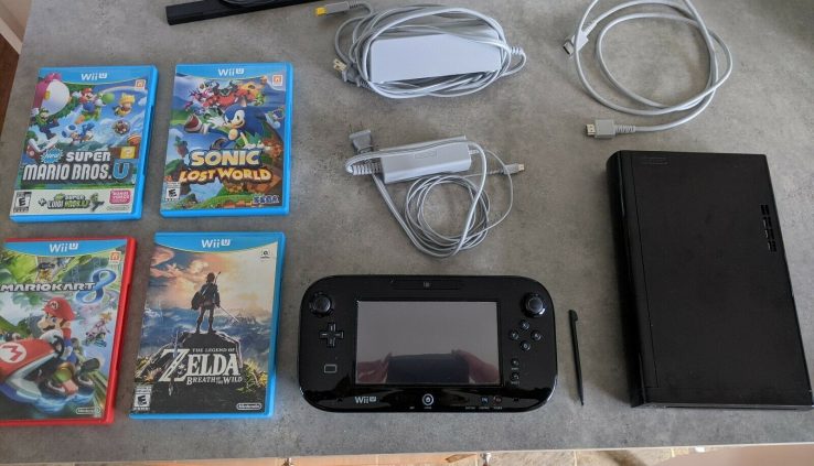 Nintendo WII U 32GB Console Gloomy Bundle – Breath of the Wild, Mario Cart 8, and masses others