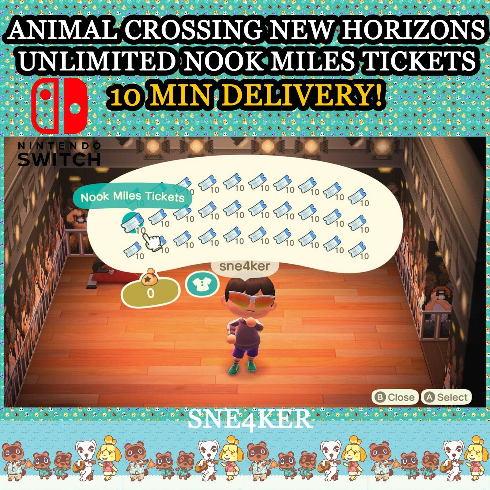 Nook Miles Tickets! Animal Crossing Recent Horizons Set aside x10