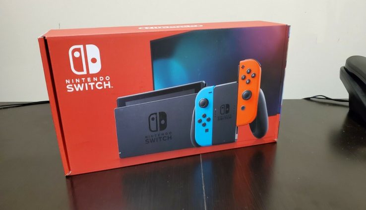 Nintendo Switch 32GB Gray Console with Neon Pink and Blue Joy-Con NEW In Hand