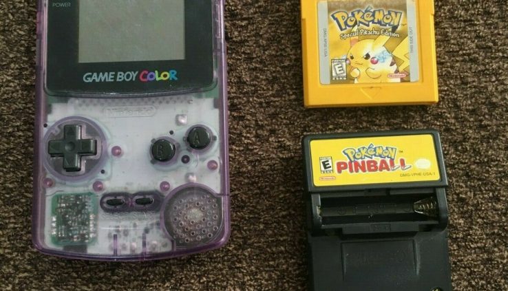 Gameboy Coloration Atomic Red w Pokemon Rumble Pack & Yellow Pikachu Sport Examined