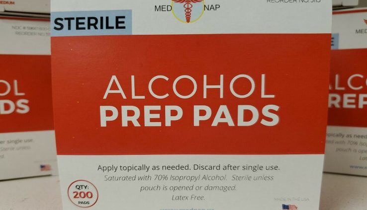 Alcohol Prep Pad – Sterile Alcohol Preparation Pad Pack of 200 MADE in the united states