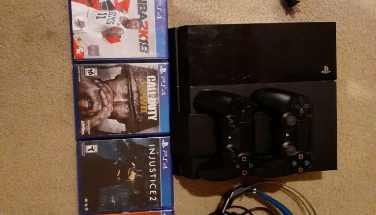 Playstation4 500gb with 2 controllers, headset  video games and charging dock