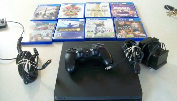 Sony PlayStation 4 PS4 Slim 1TB System Bundle + 8 Video games + Charger