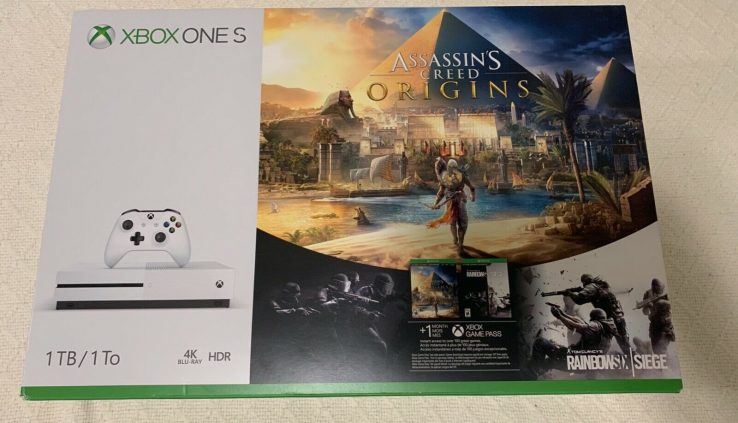 Microsoft Xbox One S 1TB Assassins Creed Origins Console Bundle – White