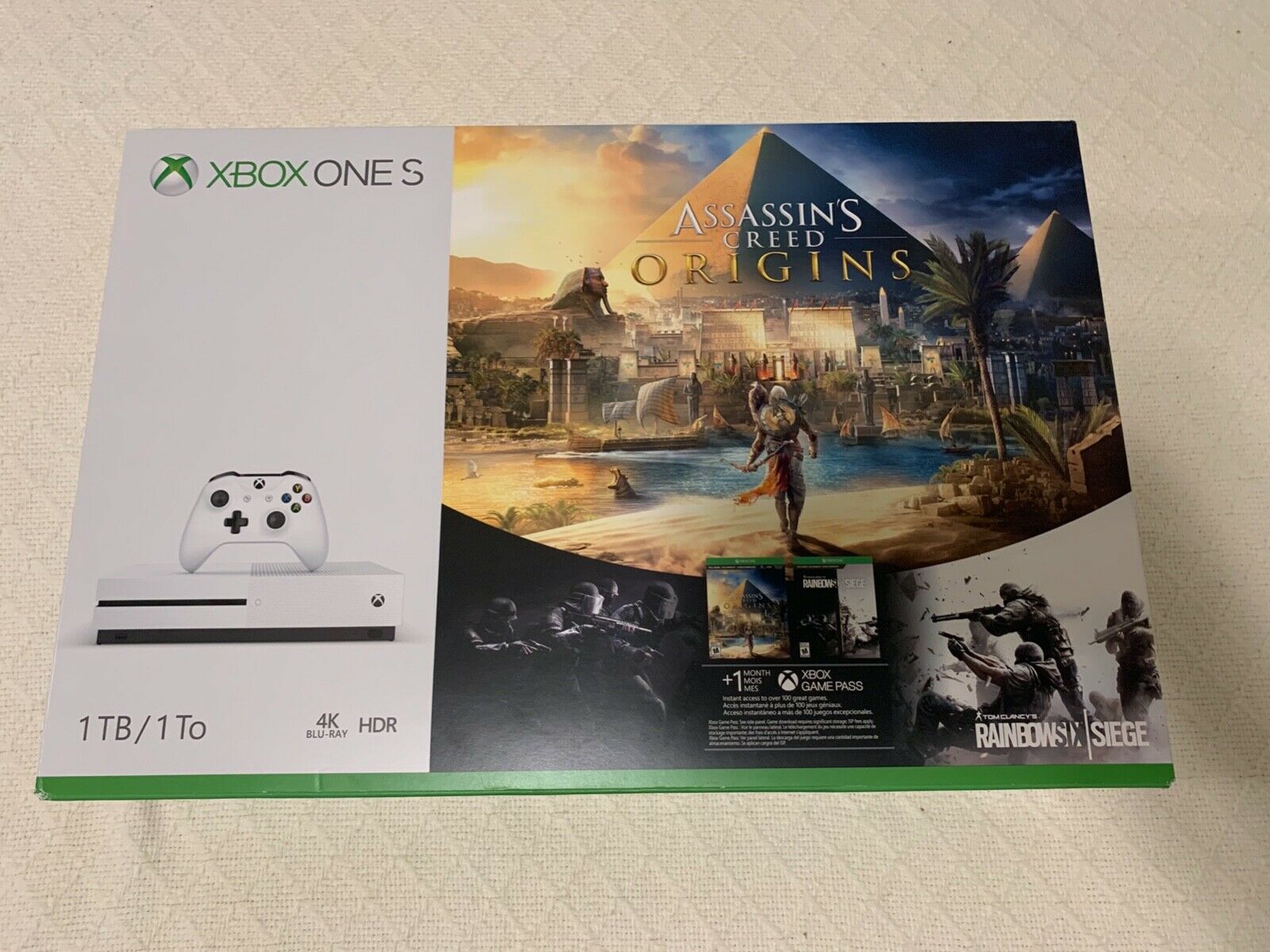 Microsoft Xbox One S 1tb Assassins Creed Origins Console Bundle White