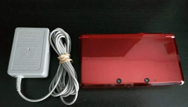 Nintendo 3DS System – Flame Crimson w/charger and 3 pack stylus bundle