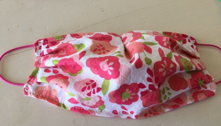 Handmade Grownup Face Conceal 2-sided Crimson FloraL Quick Ship!