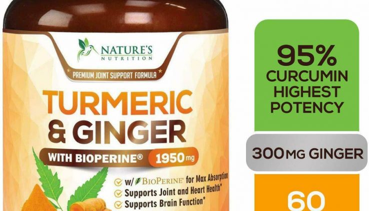 Turmeric Curcumin with Ginger 1950mg Bioperine Dark Pepper 95% Curcuminoids