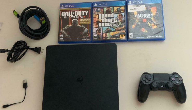 Sony PlayStation 4 PS4 Slim 1TB Machine Bundle + 3 Games + Chargers