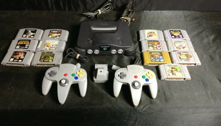 Nintendo 64 Bundle – 2 Controllers – Rumble Pack – 13 Games