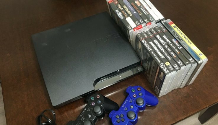 PlayStation 3 Slim PS3 160GB CECH-2501A bundle w/ 2 controllers
