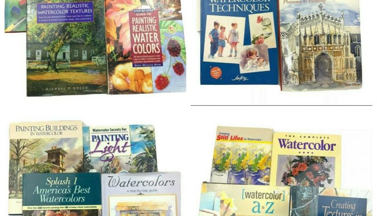 4 E book Lot Watercolor Describe / Table Art Books Preserve Your Location